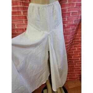 Kedem Sasson White Linen, dropped crotch Wide Leg  with Big Pockets Pants #C7